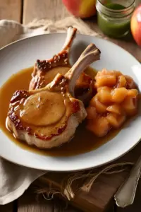 Pork chops with applesauce