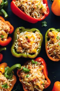 Stuffed bell peppers with ground turkey and rice