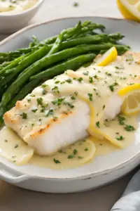Baked Cod with Lemon Butter Sauce