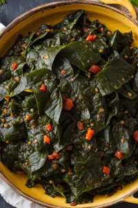 Rwandan Isombe (Cassava Leaves with Eggplant)