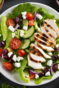 Greek salad with grilled chicken