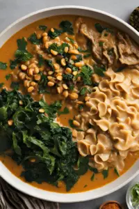 Zambian Nshima with Ifisashi (Greens in Peanut Sauce)