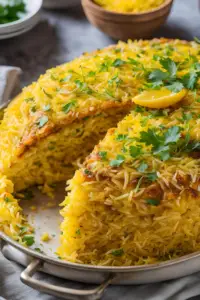 Tahchin (Layered Saffron Rice and Chicken)