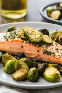 Baked salmon with roasted vegetables