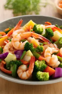 Shrimp stir-fry with mixed vegetables