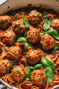 Veggie-Loaded Turkey Meatballs with Whole Wheat Pasta