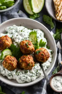 Greek-Style Chicken Meatballs with Tzatziki