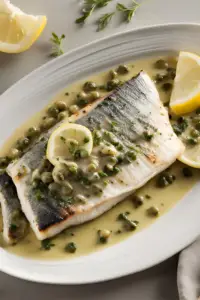Grilled Sea Bass with Lemon Caper Sauce