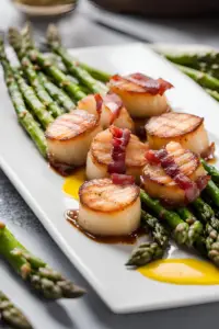 Seared Scallops with Bacon-Wrapped Asparagus