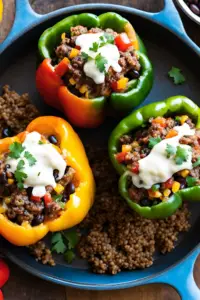 Stuffed Bell Peppers (Vegetarian or with Ground Beef)