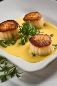 Seared Scallops with Saffron Sauce