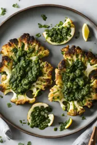 Roasted Cauliflower Steaks with Chimichurri Sauce