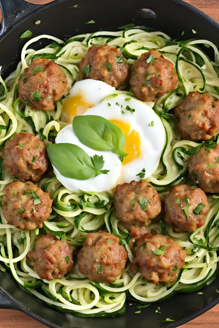 Zucchini Noodles with Turkey Meatballs