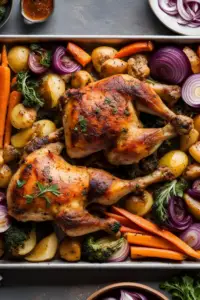 Sheet Pan Chicken Legs with Roasted Veggies