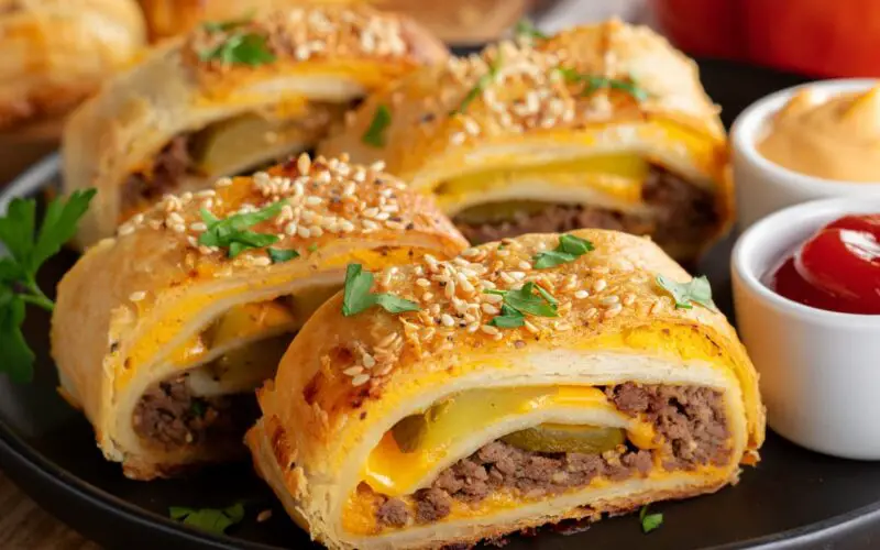 Garlic Butter Beef Cheeseburger Roll Ups