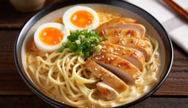 Tasty Chicken Ramen With Creamy Garlic Sauce