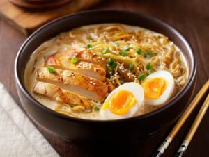 Tasty Chicken Ramen With Creamy Garlic Sauce