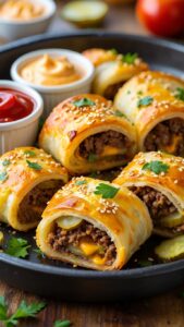 Garlic Butter Beef Cheeseburger Roll Ups